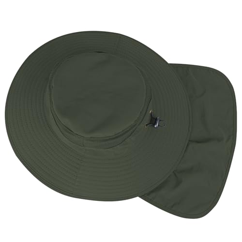 Men's Women's UPF 50+ Wide Brim Bucket Hat with Neck Flap W887