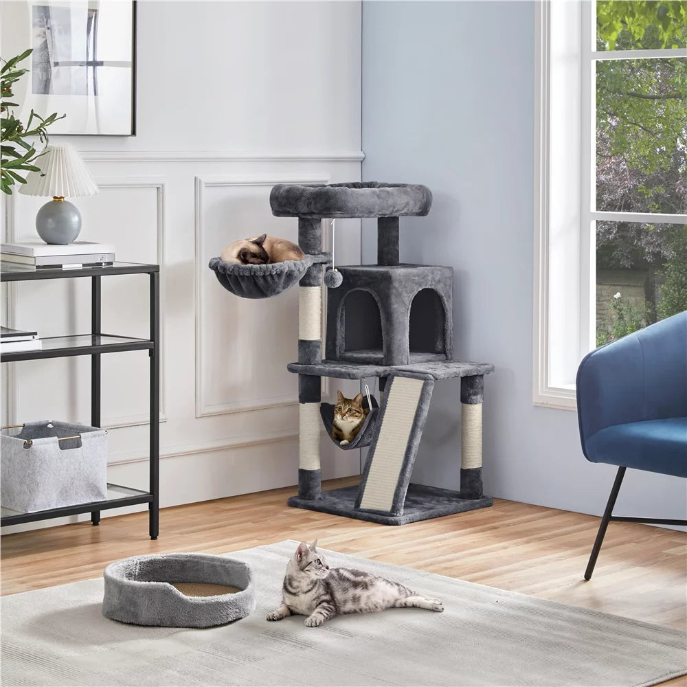 Topeakmart 40-in Cat Tree Tower with Condo Perch, Dark Gray M5481
