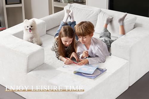 HABUTWAY 105" L-Shape Modular Sectional Sofa, Grey Velvet G848557