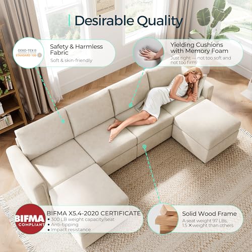 LINSY HOME Modular U Shaped Sectional Sofa with Storage, Blue M8981