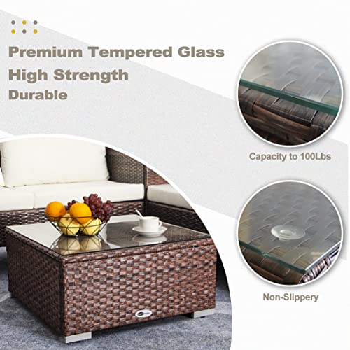 DIMAR GARDEN Outdoor Wicker Coffee Table with Glass Top Z1787