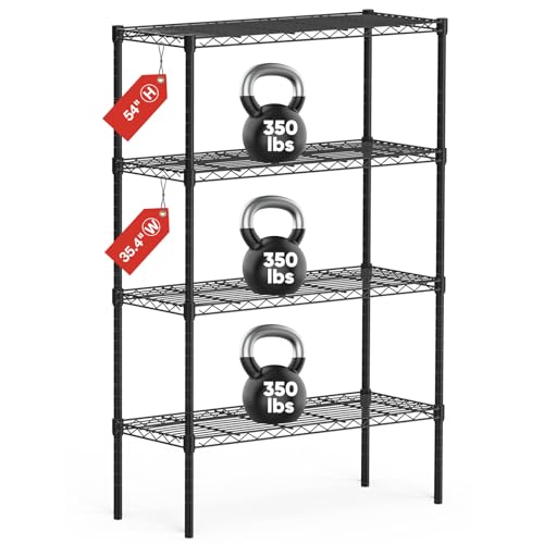 Sweetcrispy 4-Shelf Storage Shelving Unit, Adjustable Metal Wire Racks B3757