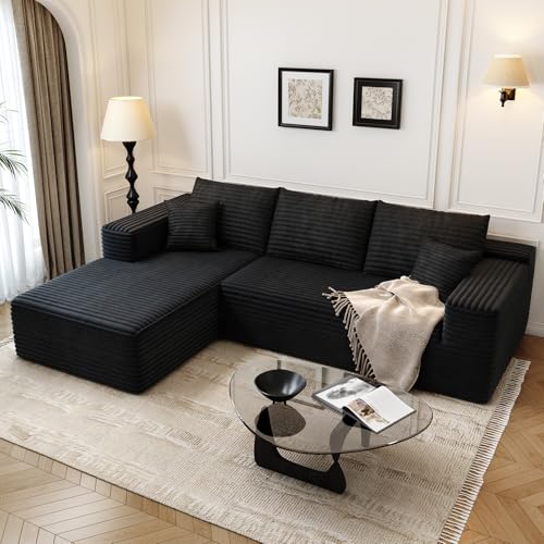 Cloud Modular Sectional Sofa with Ottoman, U Shaped, Black M332378
