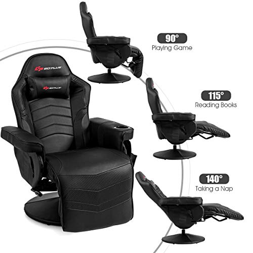 Goplus Massage Gaming Chair, Racing Recliner with Footrest, PU Leather N121