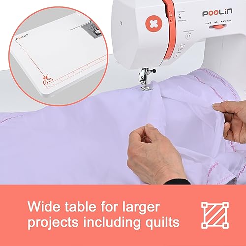 Computerized Self Threading Sewing Machine with Expansion Table and 7 Presser Feet C75144
