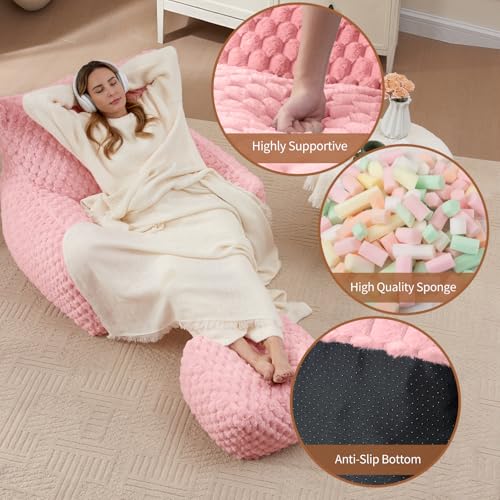 Big Bean Bag Chair for Adults with Foot Rest, Indoor Lounge Sofa P643