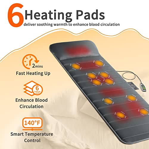 Mynt Vibration Massage Mat with Adjustable Pillow, 10 Motors & 6 Heating Pads H360