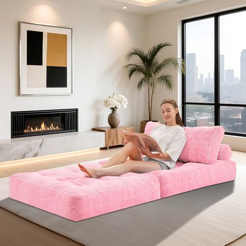 HABUTWAY Folding Sofa Bed Convertible Sleeper Chair with Dual-Pillow, Black D26880