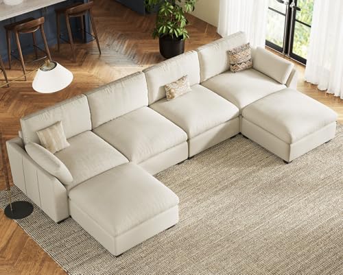 Belffin Extra Large Modular Sectional Sofa,106.3" 4-Seater L Shaped Couch,Velvet Convertible Sectional Couches for Living Room,Comfy Upholstered Modern Cloud Couch,Black Sofa