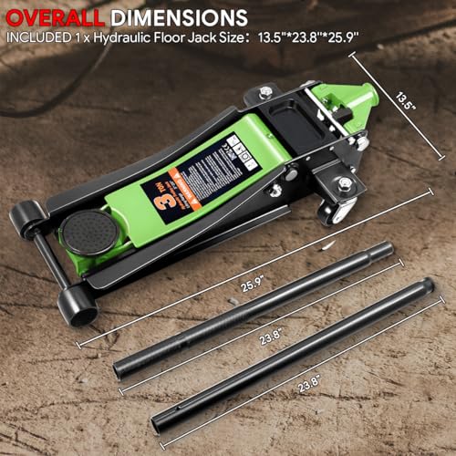 DNA MOTORING Floor Jack 3 Ton Low Profile Heavy Duty Hydraulic Car Jack, Black T11604