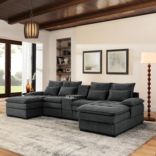 Oversized Modular Sectional Sofa with Movable Ottoman E909