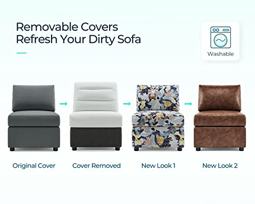 LINSY HOME Modular U Shaped Sectional Sofa with Storage, Blue M8981