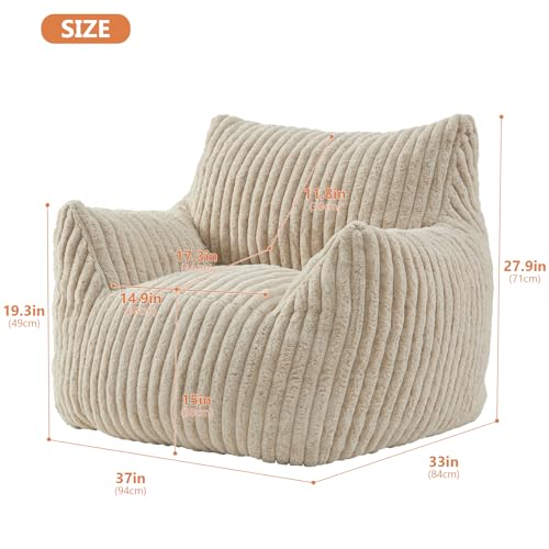 Giant Bean Bag Chair with Filling and Armrests for Adults Teens P241564