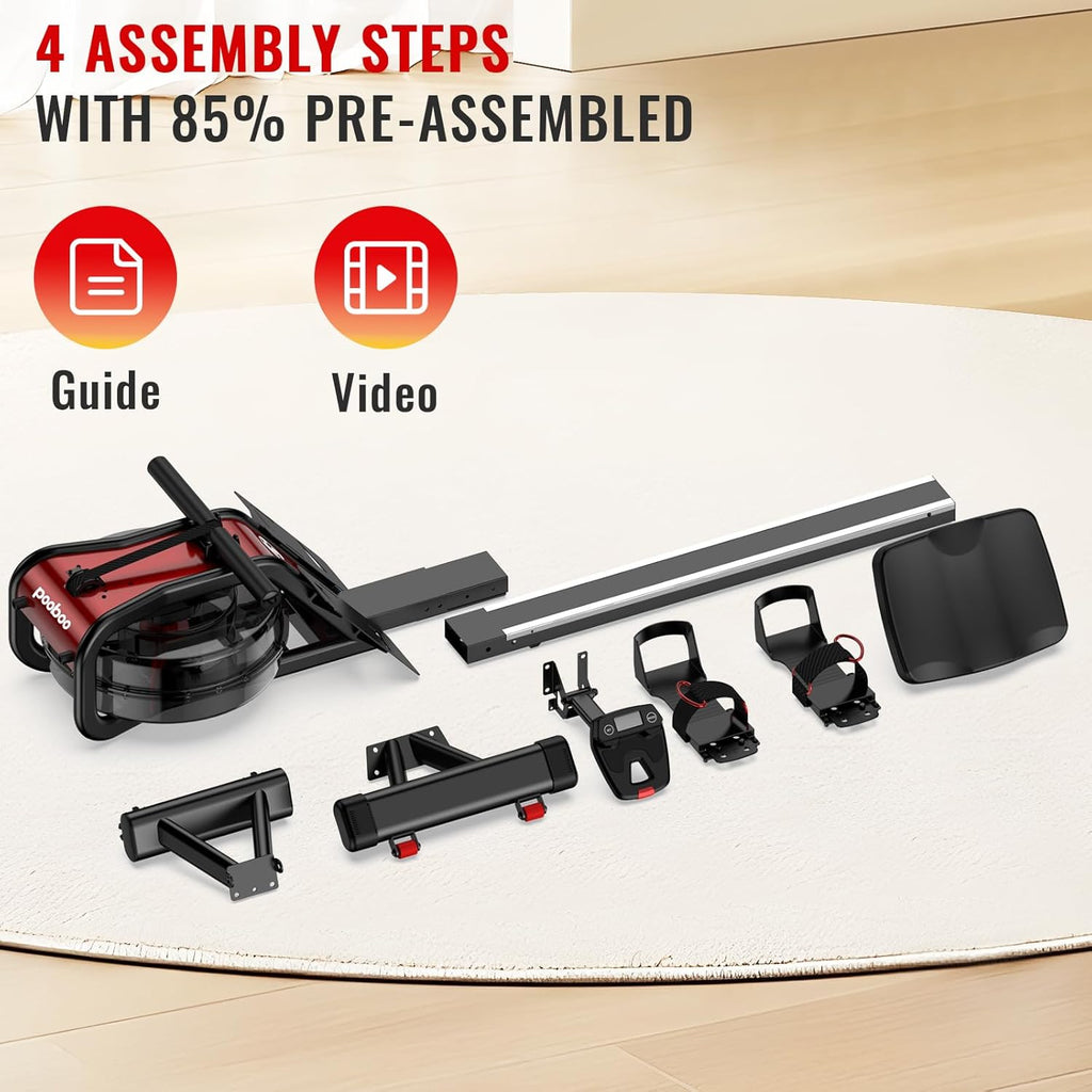 pooboo Magnetic Rowing Machine with LCD Monitor, 350 LBS Capacity Z5939