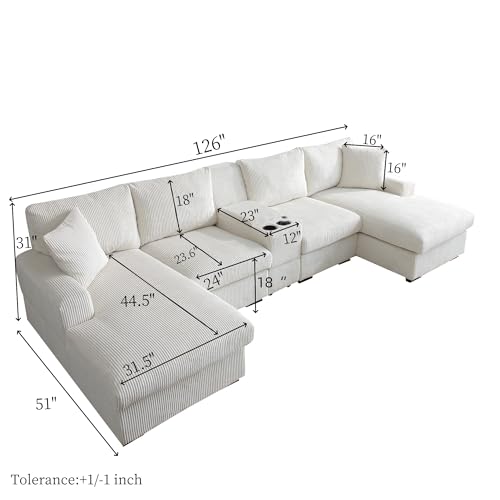 Oversized Modular Sectional Sofa with Movable Ottoman E909