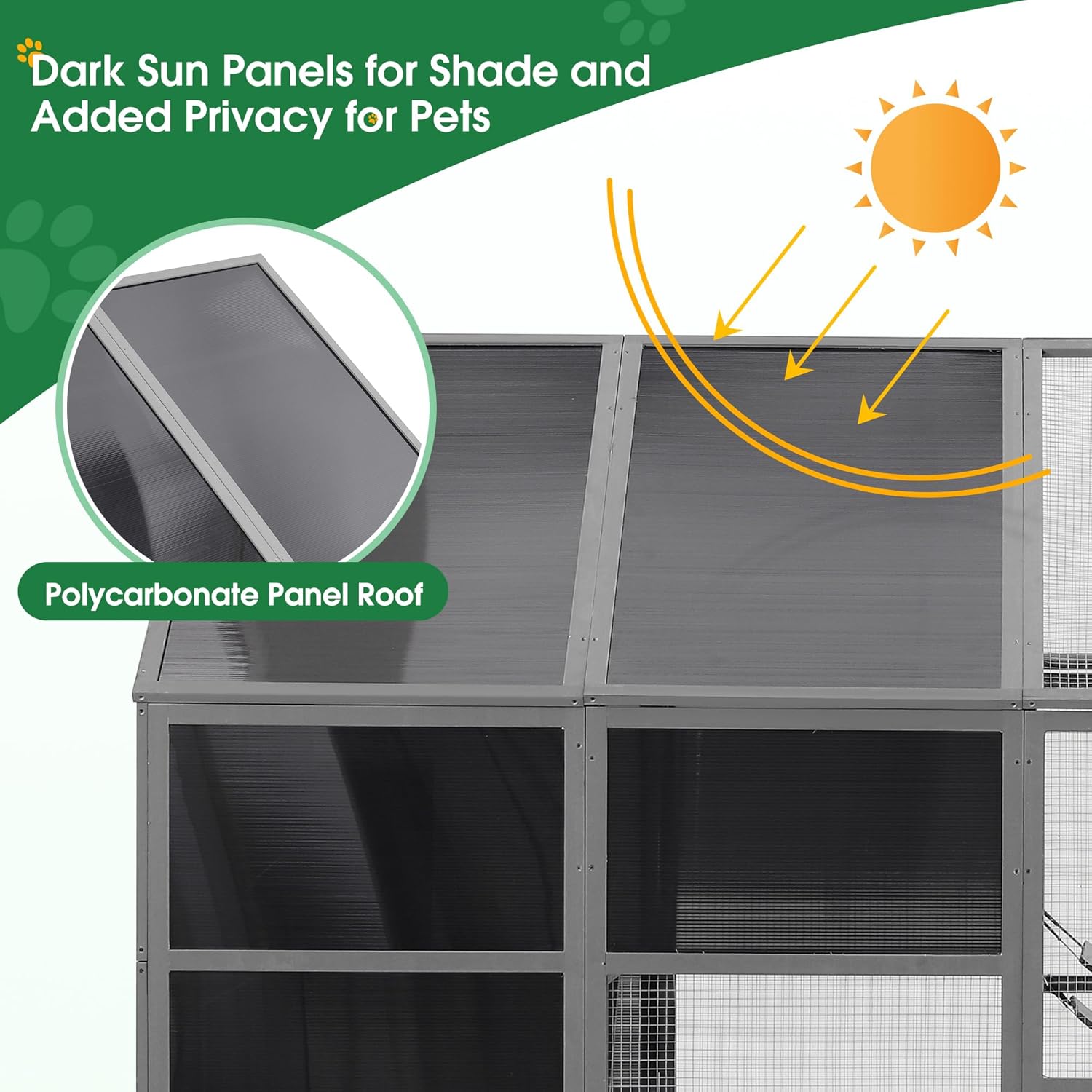 Large Cat Cage Outdoor Wooden Catio Enclosure with Weatherproof Roof T87392
