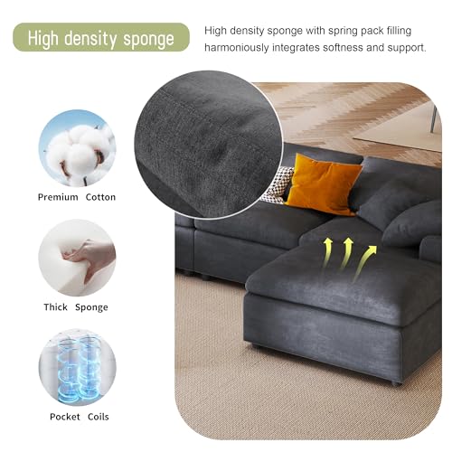 Oversized Modular Sectional Sofa with Movable Ottoman E909