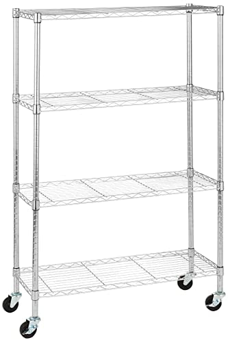 Amazon Basics 5-Shelf Heavy Duty Storage Shelving Unit on Casters, Black A813013