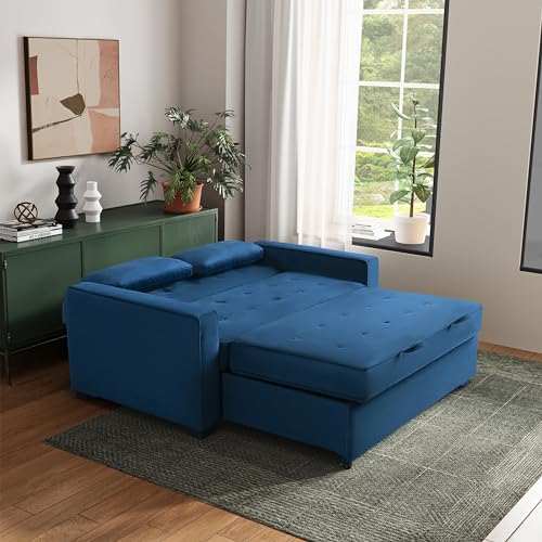Serta Ainsley Convertible Sleeper Sofa Queen Size Navy Velvet V951
