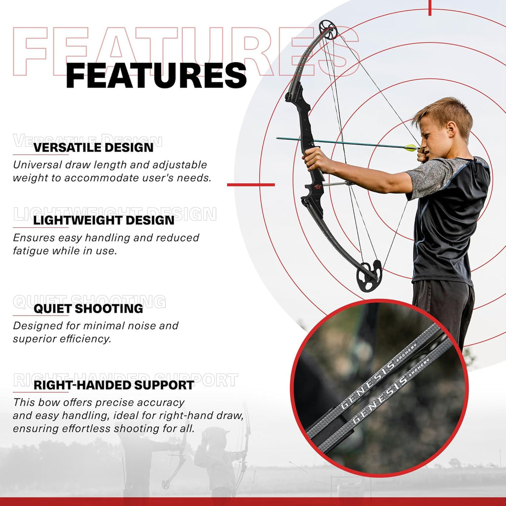 Genesis Original Lightweight Right Handed Compound Bow with Adjustable Aluminum Riser M89676