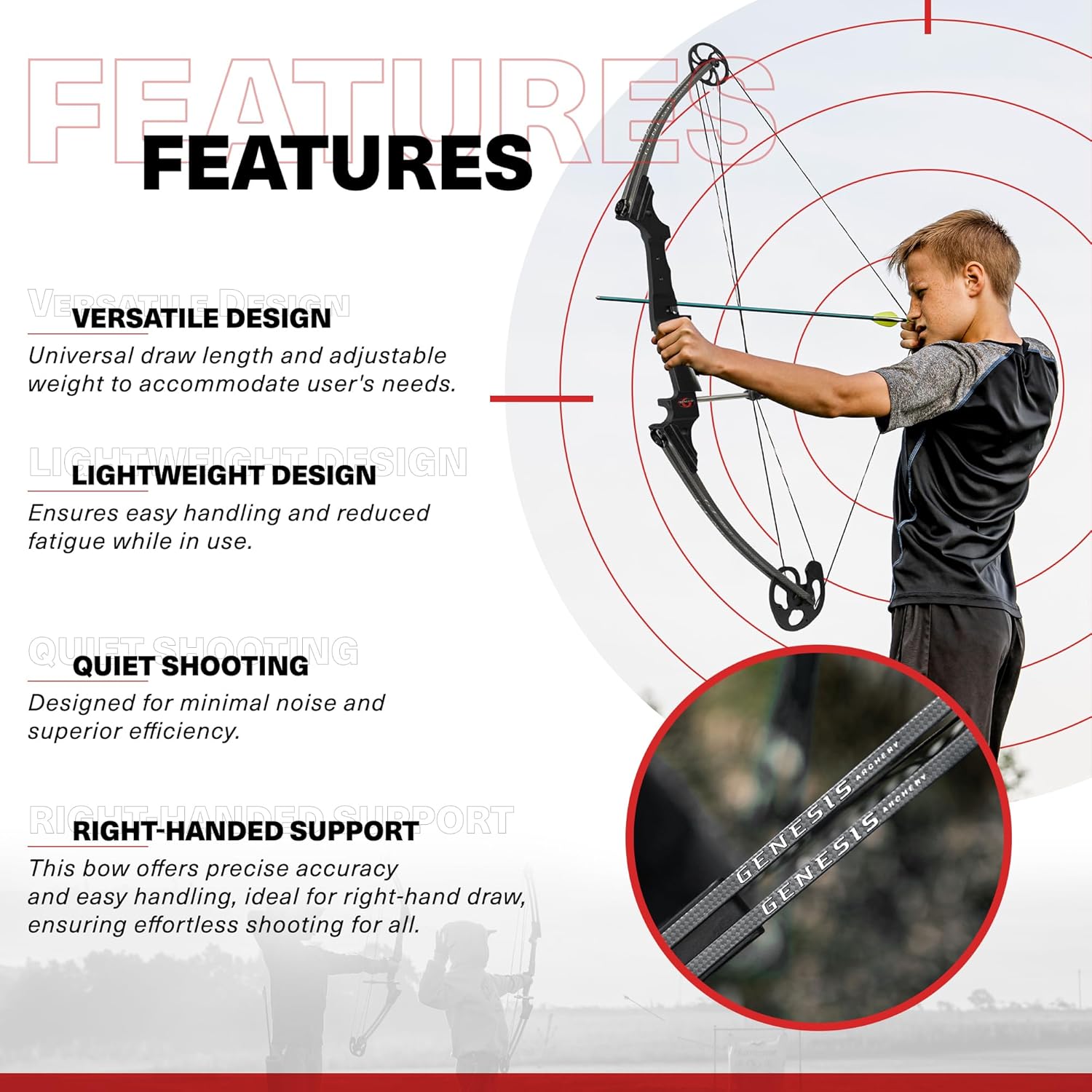 Genesis Original Lightweight Right Handed Compound Bow with Adjustable Aluminum Riser M89676