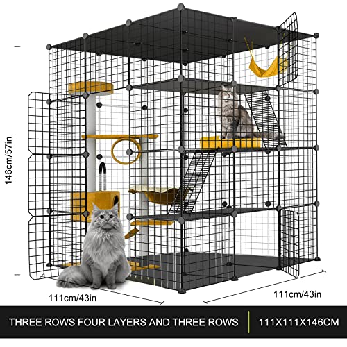 Large Cat Cage Indoor DIY Playpen Detachable Metal Wire Kennel Crate N19117