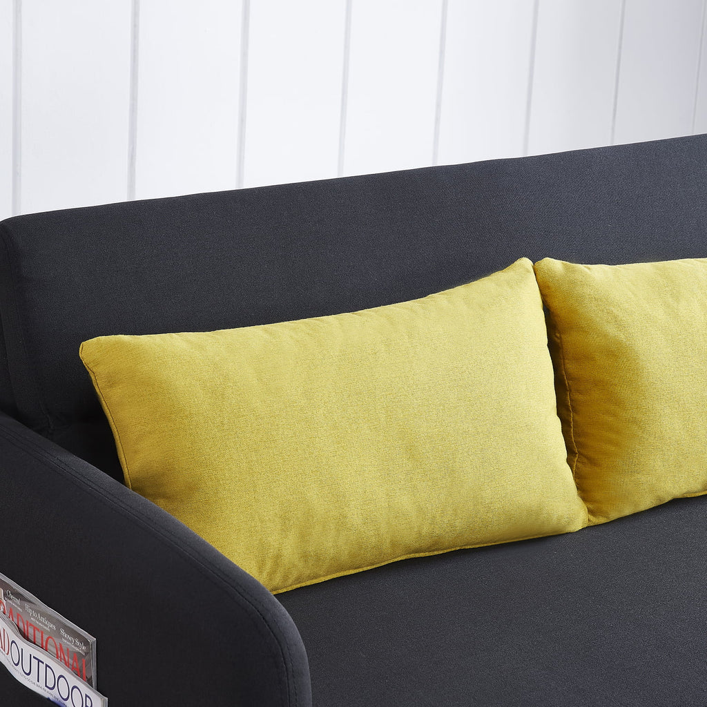 Holaki Velvet Convertible Loveseat Sleeper Sofa Bed with USB, Black G28354