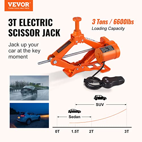 VEVOR Electric Car Jack 3 Ton 12V Scissor Jack with Remote Control P4998