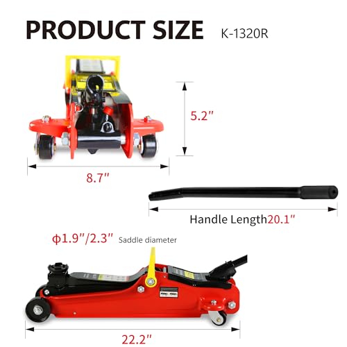 Pvillez Floor Jack, Heavy Duty Hydraulic Low Profile Steel Racing Jack, 2 Ton Capacity Blue H10635