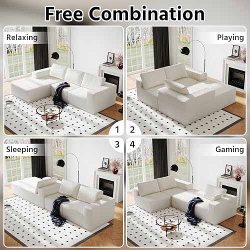 Cloud Modular Sectional Couch with L-Shape Chaise, White D960714