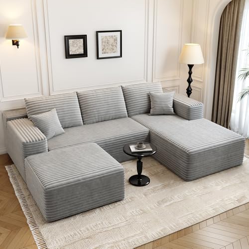 Cloud Modular Sectional Sofa with Ottoman, U Shaped, Black M332378