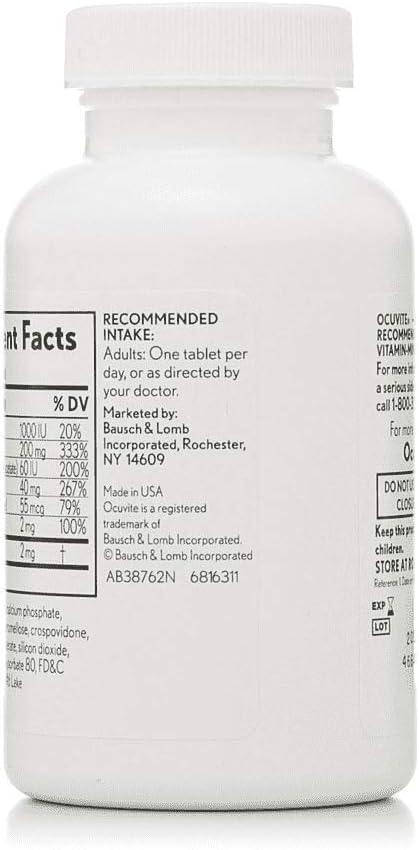 Bausch & Lomb Ocuvite Eye Vitamin & Mineral Supplement with Lutein, 240 Tablets H9587