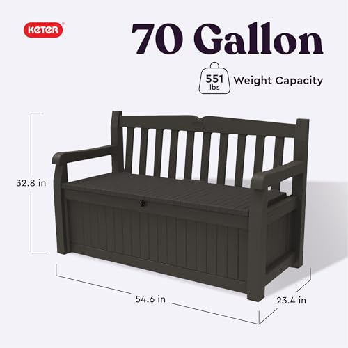 Keter Solana 70 Gallon Storage Bench Deck Box, Graphite S75770