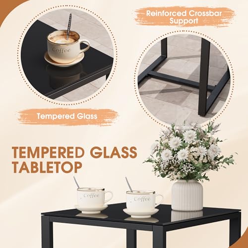 Homall 3 Piece Resin Outdoor Bistro Set with Cushions and Table, Black T139662