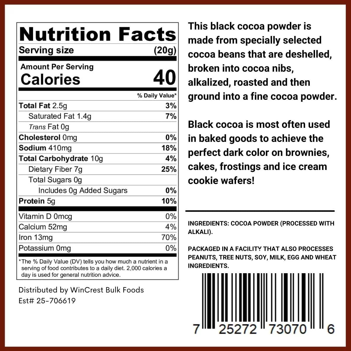 Black Cocoa Powder 1 Lb X490394