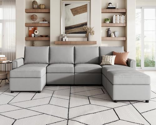 LINSY HOME Modular U Shaped Sectional Sofa with Storage, Blue M8981