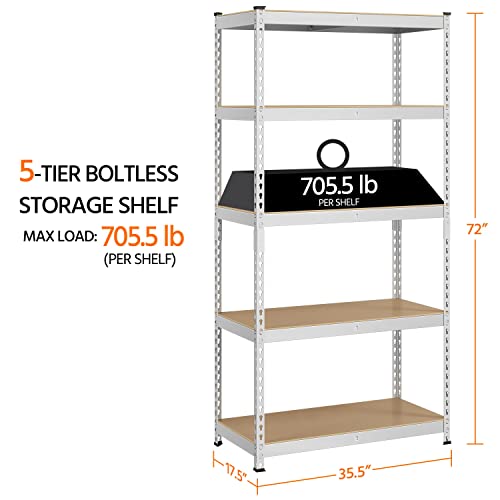 Yaheetech 5-Tier Heavy Duty Garage Shelving Unit, Adjustable Metal Storage Rack, Blue J339478