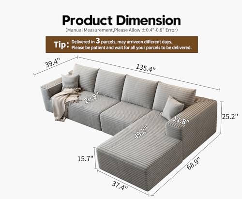 Cloud Modular Sectional Sofa with Ottoman, U Shaped, Black M332378