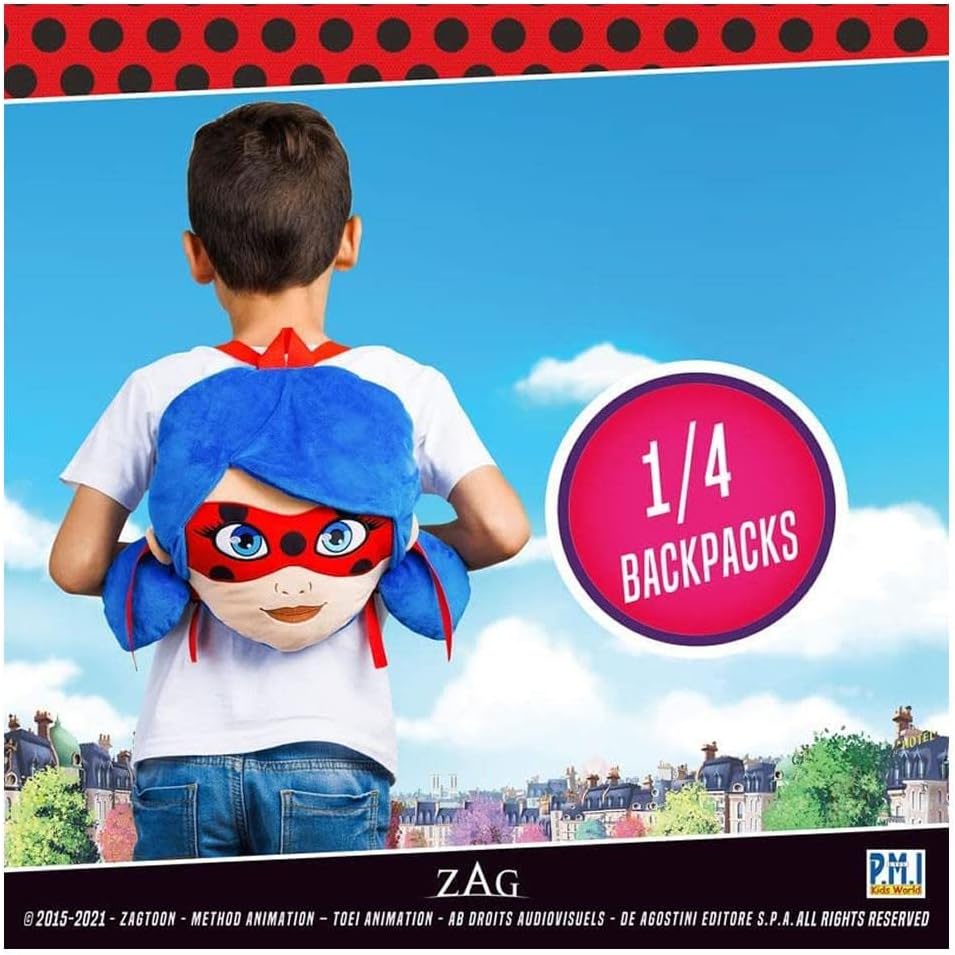 P.M.I. Miraculous Ladybug Plush School Backpack 12-Inch Collectible O676