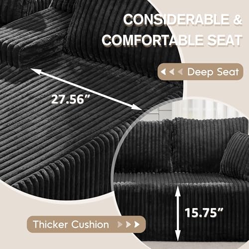 Modular Sectional Sofa L-Shape Couch with Oversized Chaise, Grey Stripe I49459
