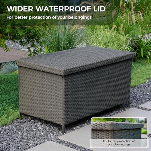 Grand patio 158 Gallon Deck Box Outdoor Storage with Lid Grey Z487