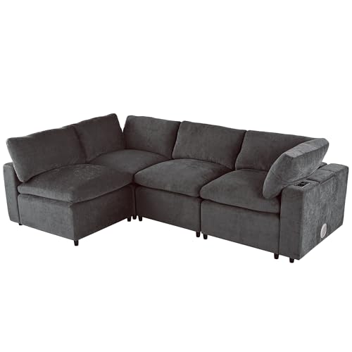 Oversized Modular Sectional Sofa with Movable Ottoman E909