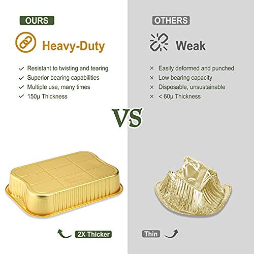 Aluminum Foil Pans with Lids and Handle (5 Pack), Sturdy Heavy Duty I7598