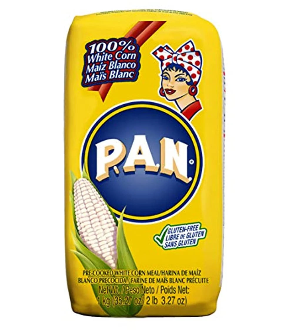P.A.N. White Corn Meal Pre-cooked Gluten Free Flour for Arepas, 1 kg (Pack of 4) E247470