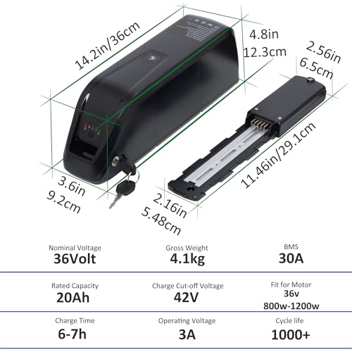 Ebike Battery 52V 20Ah Down Tube for Electric Bicycle, with Charger F2008