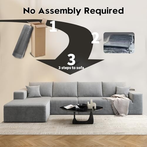 Cloud Modular Sectional Sofa with Ottoman, U Shaped, Black M332378