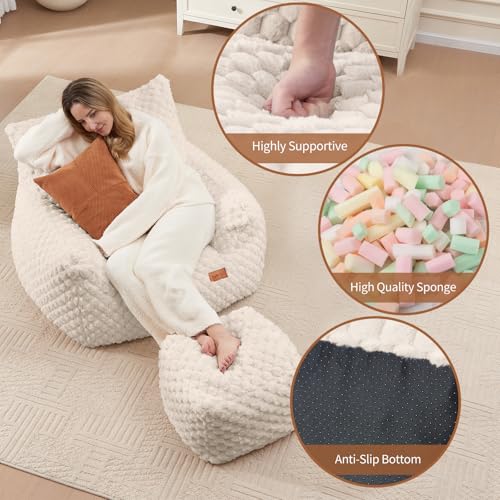 Big Bean Bag Chair for Adults with Foot Rest, Indoor Lounge Sofa P643