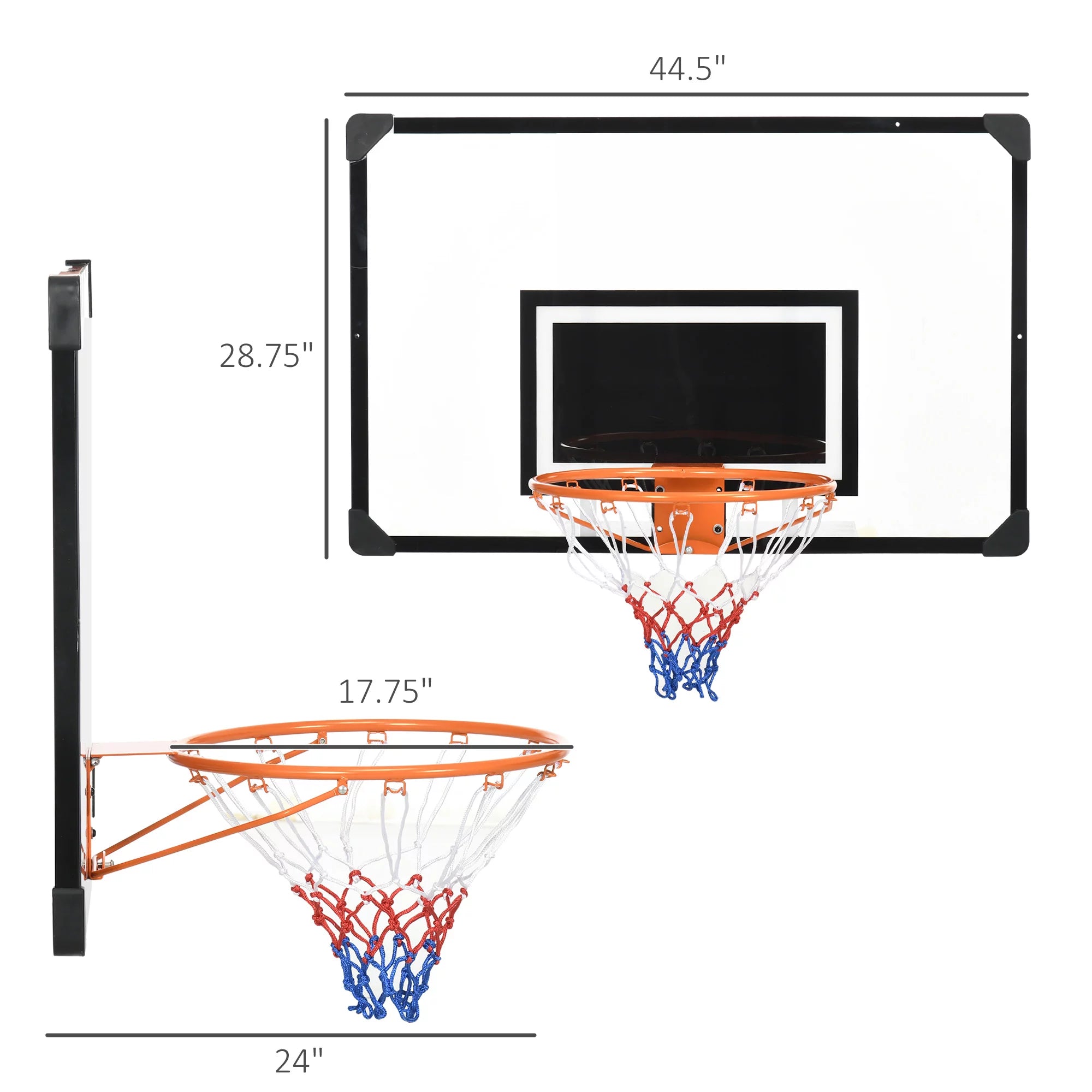 Soozier Wall Mounted Basketball Hoop Shatter Proof Backboard B958562