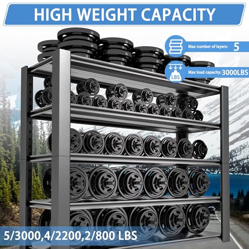 5-Tier Garage Shelving Heavy Duty Metal Storage Rack, 3000 LBS Capacity U79190