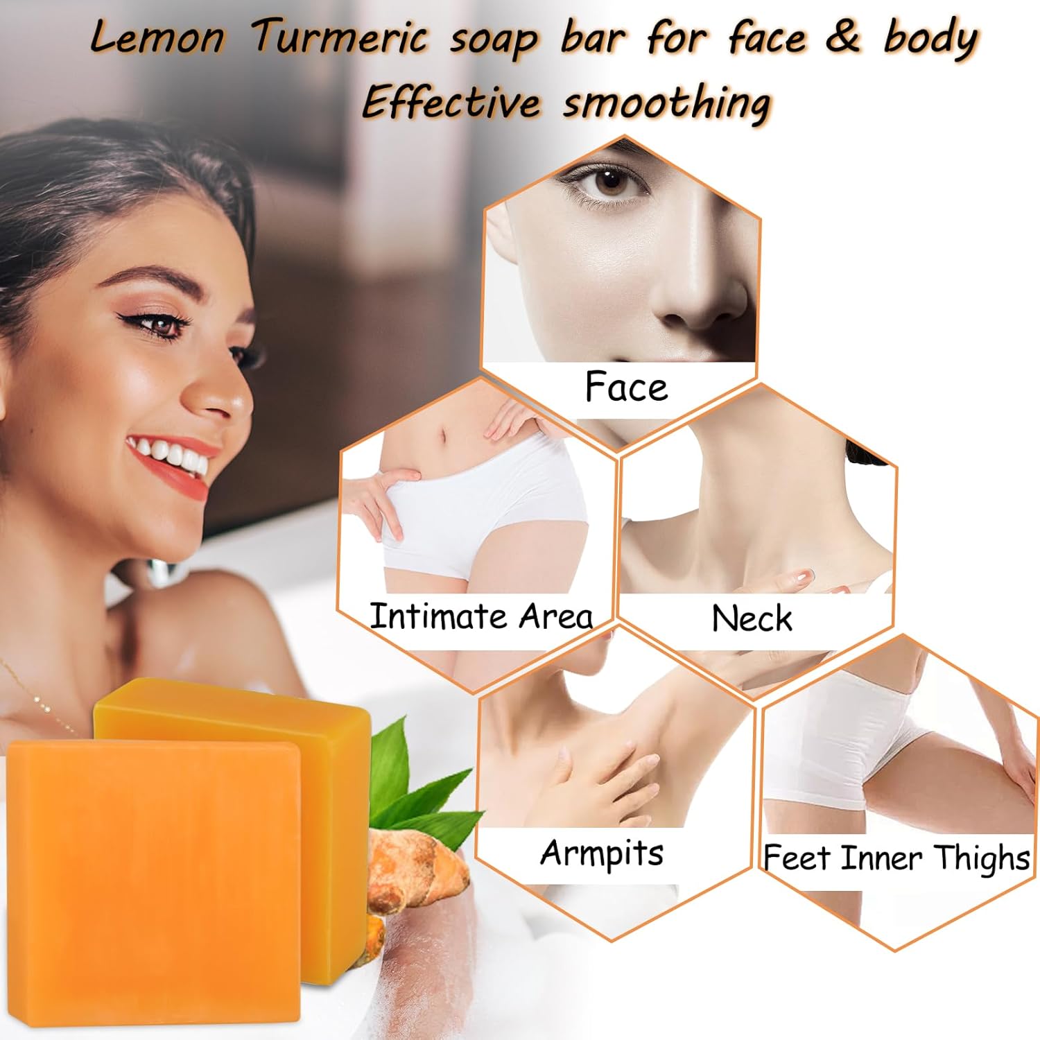 3Packs Turmeric Soap Bar with Vitamin C & E for Face and Body L6398